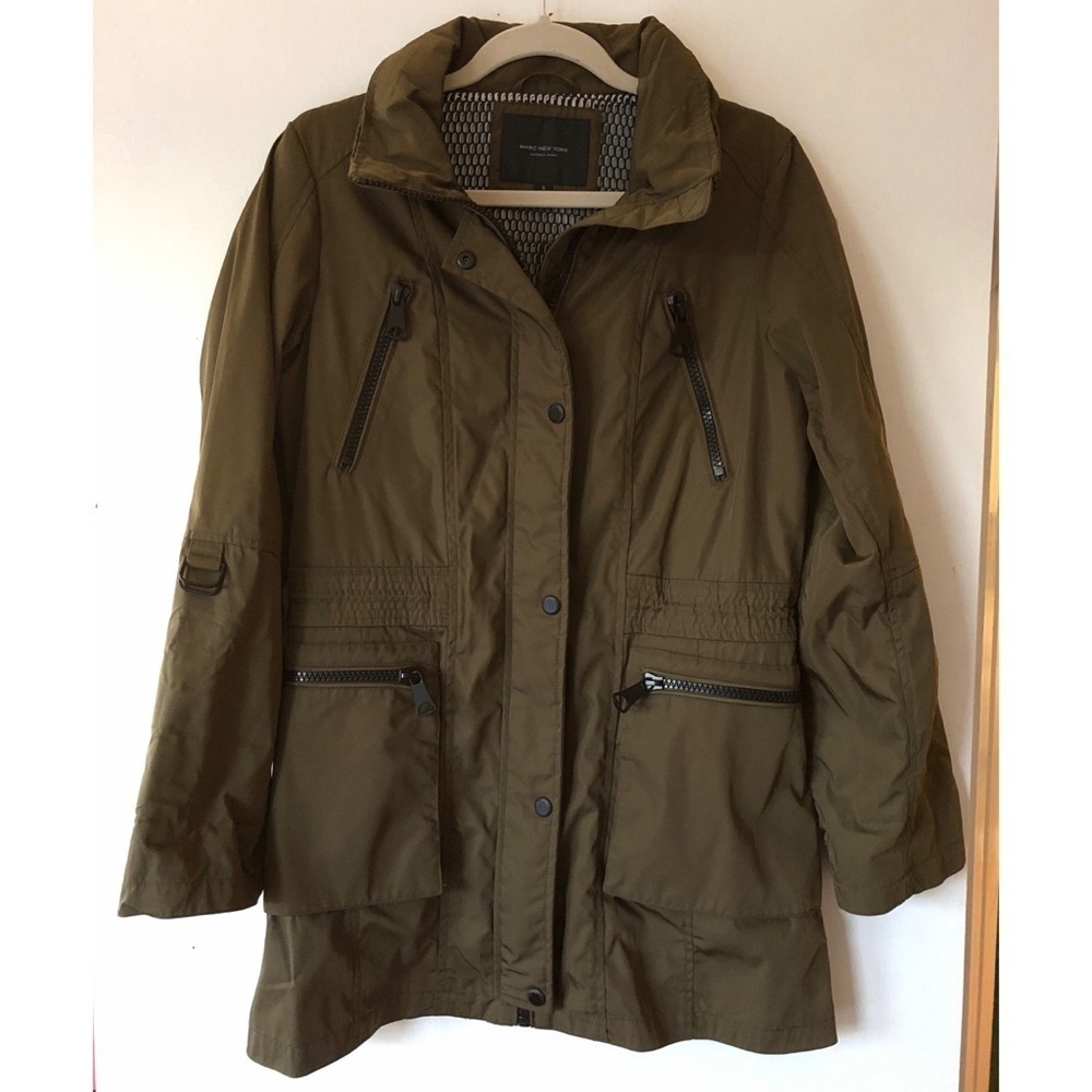 Dark Green Rain Jacket- Andrew Marc Veronica Anorak Jacket